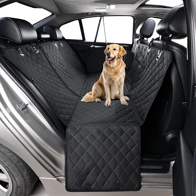 Dog Car Seat Cover for Back Seat Pet Cover for Dogs Waterproof Dog Hammock for Car 600D Heavy Duty Non Slip Scratch Proof Backseat Cover for Dogs in Car