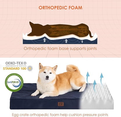EHEYCIGA Orthopedic Dog Beds for Large Dogs with Removable Washable Cover for Crate 35x23