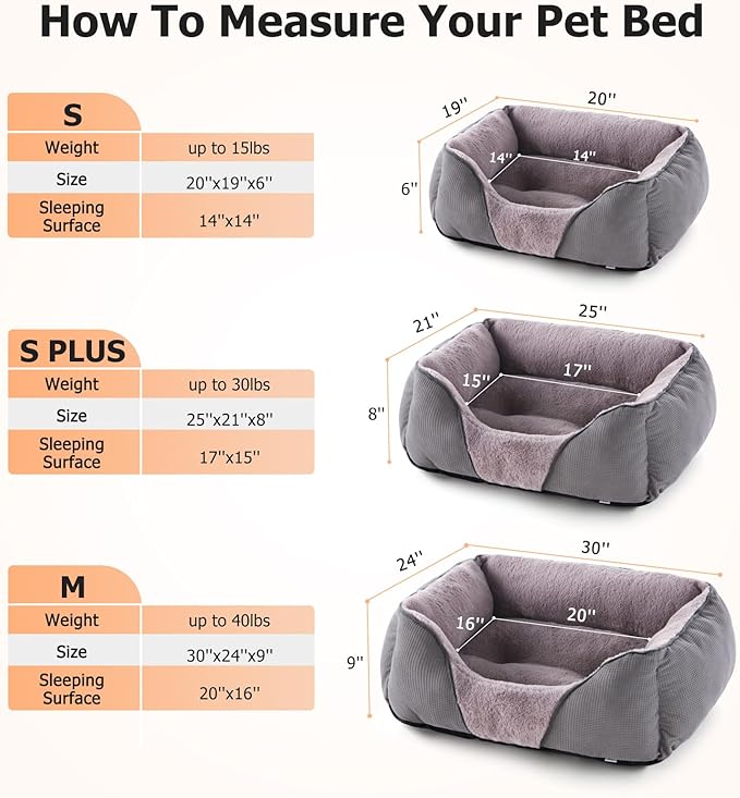 MIXJOY Dog Beds for Small Medium Dogs Bottom(25x21in,Grey)