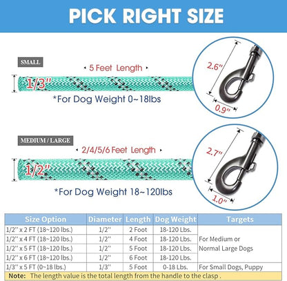 BAAPET 2/4/5/6 FT Dog Leash with Comfortable Padded Handle and Highly Reflective Threads for Small Medium and Large Dogs (6FT-1/2''