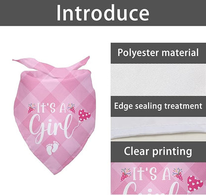 It's a Girl Gender Reveal Baby Announcement Dog Bandana Plaid Pink Dog Bandana Pregnancy Announcement Photo Prop Green Pet Scarf Decorations Accessories for Dog Lovers Owner Gift
