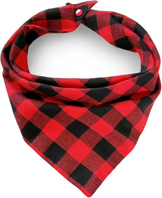 Birthday Plaid Dog Bandana with Button