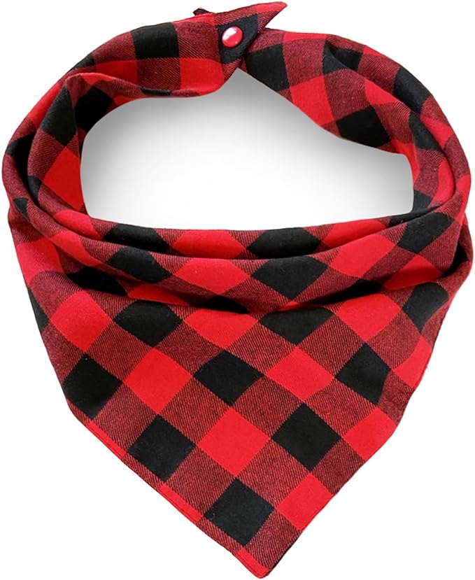 Birthday Plaid Dog Bandana with Button
