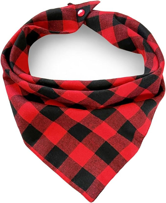 Birthday Plaid Dog Bandana with Button