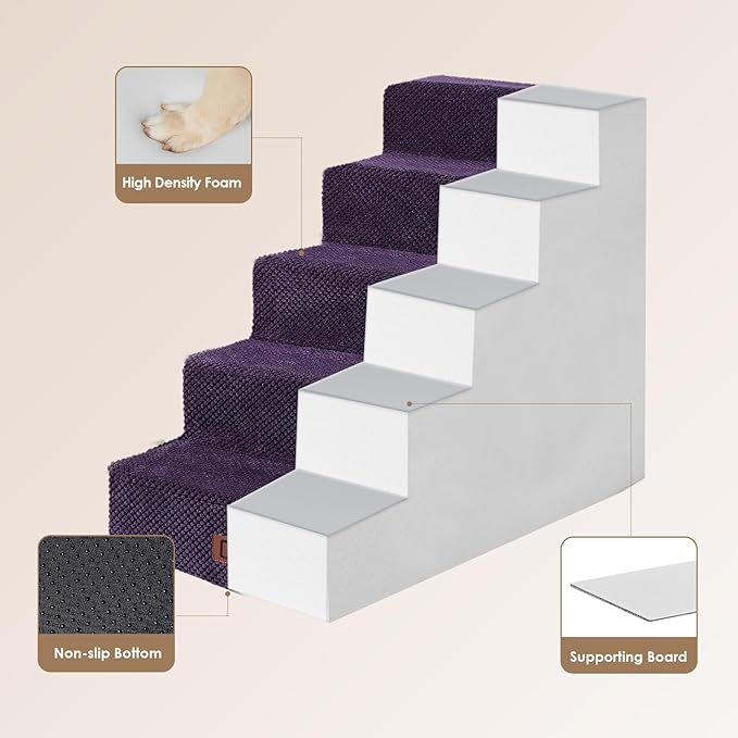 EHEYCIGA Dog Stairs for High Bed 22.5”H 5-Step Dog