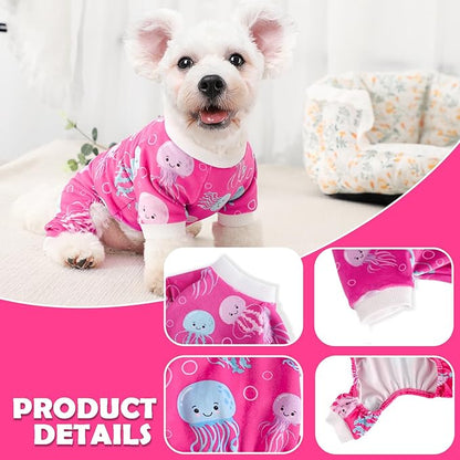 Dog Pajamas Cute Duck Soft Fleece Stretchy Dog Onesie Pet Pjs Fall Dog Clothes for Small Dogs Girl Boy (X-Small, Rose)