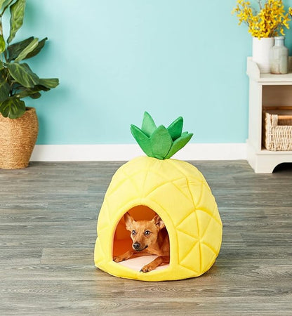 YML Pineapple Pet Bed House for Cat, Kittens, Dogs, and Pupppies, Medium, Yellow