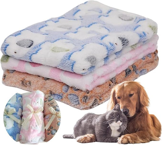 Cozy Flannel Pet Blankets Set of 3 – Ultra-Soft Fleece Throws for Dogs (20x30 inch)