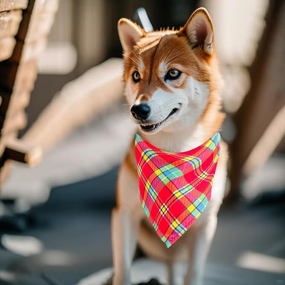10PCS Dog Bandanas Plaid for Medium Breed Kerchief Washable Triangle Bibs Head Scarves Scarfs for Boys and Girls Grooming Accessories