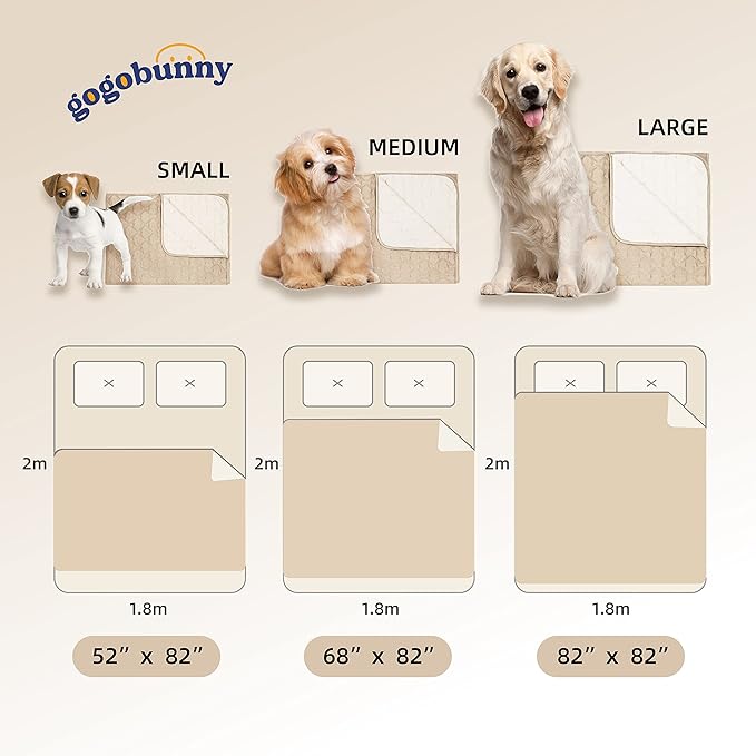 gogobunny 100% Double-Sided Waterproof Dog Bed Cover Pet Blanket Sofa Couch Furniture Protector for Puppy Large Dog Cat, Reversible (82x102 Inch (Pack of 1), Dark Beige/Light Beige)