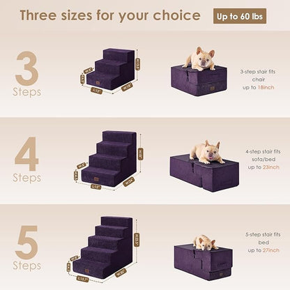 EHEYCIGA Dog Stairs for High Bed 22.5”H 5-Step Dog