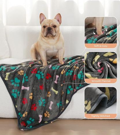 1 Pack 6 Blankets Dog Cat Soft Fluffy Fleece Pet Blanket Warm Cute Print Design Puppy Kitten Blanket Doggy Bone Small(23"x16")