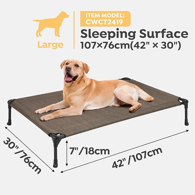 Veehoo 2 Pack Raised Dog Bed 42" x 30", Brown, CWC1803-L