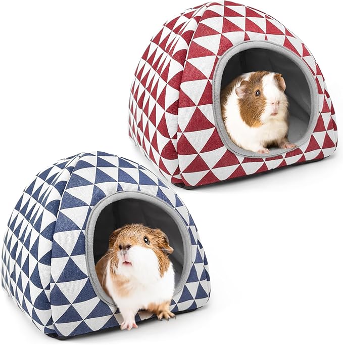 2 Pack Guinea Pig Hideout Bed Washable Guinea Pig Cage Accessories Cozy House Habitat Hide-Out for Chinchilla Hedgehog Small Animal Supplies