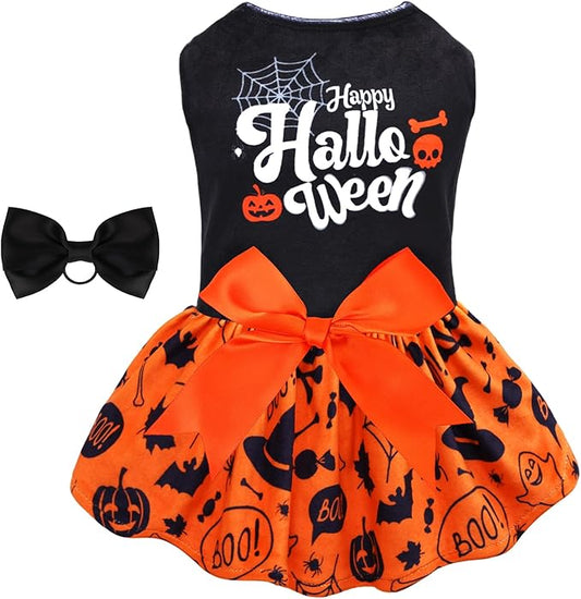 CuteBone Halloween Dog Dresses Velvet Holiday Small Dogs CVA43XS-D