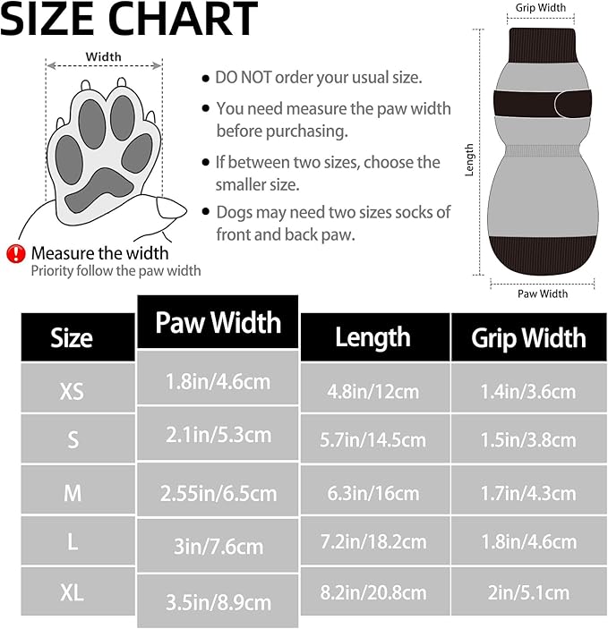 PUPTECK Anti Slip Dog Socks 2 Pairs with Double Grippers for Hardwood Floors