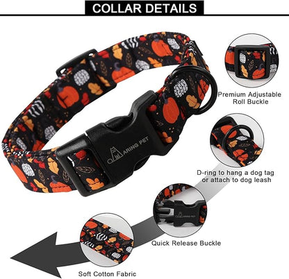 ARING PET Halloween Dog Collar-Cotton Black Pumpkin Dog Collar