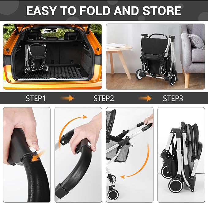 Pet Stroller for Cats and Small Dogs with Removable Carrier Liner 4-Wheel Cat