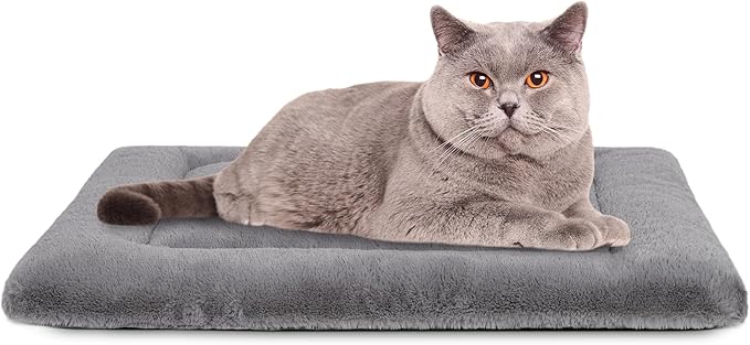 Cat Bed for Indoor Cats Washable Dog Crate Pad Dog Bed Mat for Small Dogs Pet Kennel Pad for Crate with Non-Slip Bottom Grey35x22 Inch