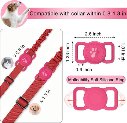 SANKALA Airtag Dog Collar Holder, [1 Pack] Waterproof Airtag Collar Holder for Dog, Silicone Full Body Covered Anti-Lost Protective Apple Airtag Case for Pet Collar - Fits All Width Collars, Rose