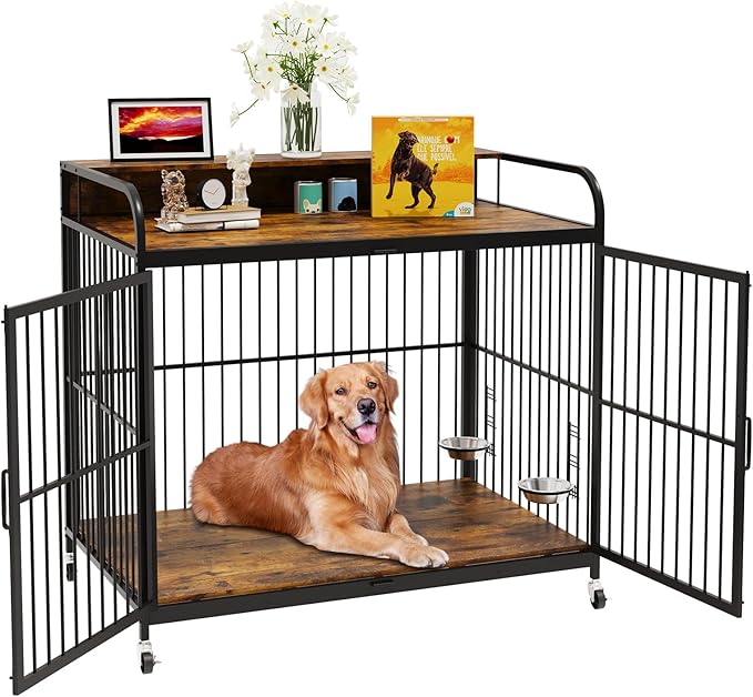 Small Dog Crate Furniture 360° Rotating 2-in-1 Dog (31.96''L x 20.47''W x 31.49''H)