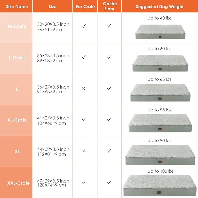 EHEYCIGA Orthopedic XXL Dog Beds for Jumbo Dogs with Removable Washable Cover for Crate 47x29