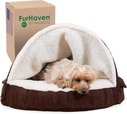 Furhaven 26" Round Memory Foam Dog Bed for Medium/Small Dogs w/ Removable Washable Cover 30 lbs 26-inch