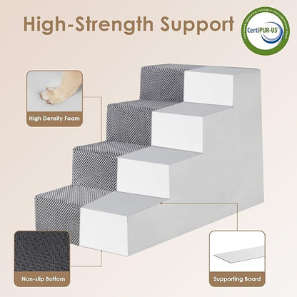 EHEYCIGA Dog Stairs for Bed 18”H 4-Step Extra