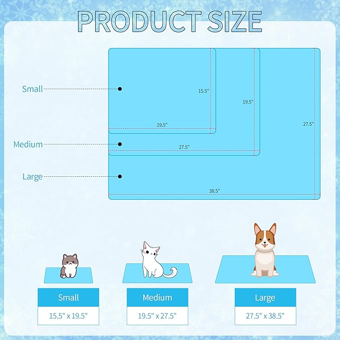 DELIFUR Cat Cooling Mat- Pet Cooling Mat Outdoor for Dogs Self Cooling Pad for Kitten Cat Puppy Machine Washable (Medium