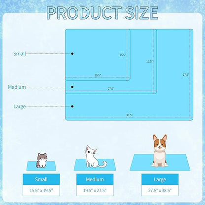 DELIFUR Cat Cooling Mat- Pet Cooling Mat Outdoor for Dogs Self Cooling Pad for Kitten Cat Puppy Machine Washable (Medium