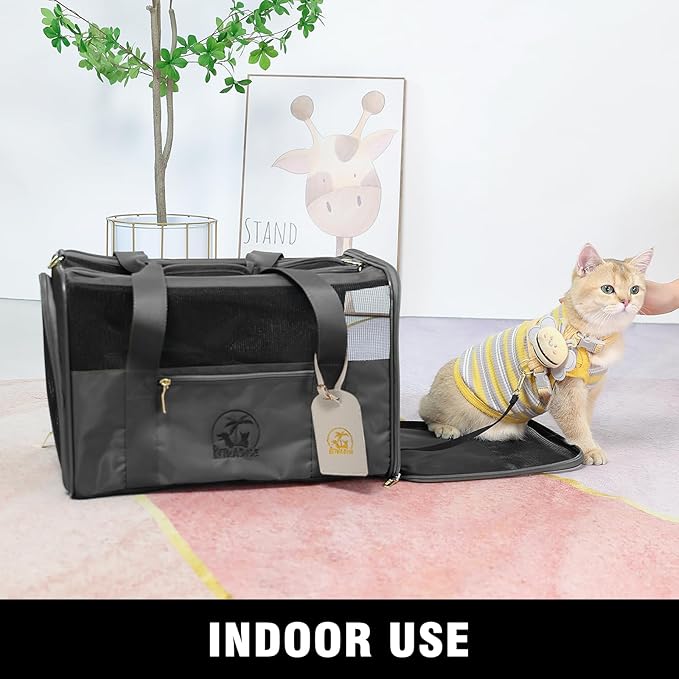 Luxury Pet Carrier for Dogs, Cats, Puppies - Airline TSA Approved, Durable Anti-Scratch Fabric, Soft-Sided, Consistent Airflow, Foldable Design, Cushion Pad, Travel (Grey, Medium)