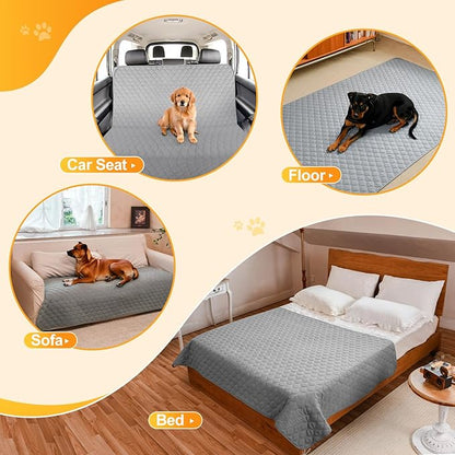 2 Pack Waterproof Dog Bed Cover Blanket Non Slip Couch Cover for Pets Small Dog Cat Kids Children Sofa Furniture Protector(38"×75", Light Grey)