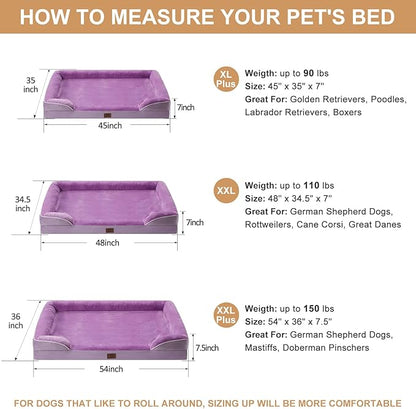 WNPETHOME Orthopedic Dog Beds for Large Size Dogs, Big Waterproof Dog Couch Bed with Washable Removable Cover, Medium Pet Bed Sofa with Sides