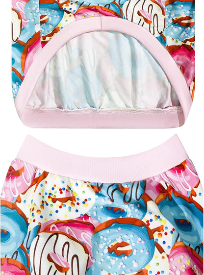 2 Pack Dinosaur+Colorful Doughnut Cute Prints Dog Vest T-Shirt for Large Dog (3XL,DinosaurDoughnut)