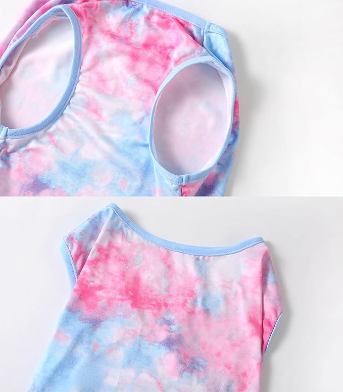 Dog Tie dye Sleeveless T Shirt Colorful Pink Printed Dogs Vest Shirt Pajamas Breathable Stretchy Summer Clothes for Large Dog Boys Girls（3X-Large,Pink）