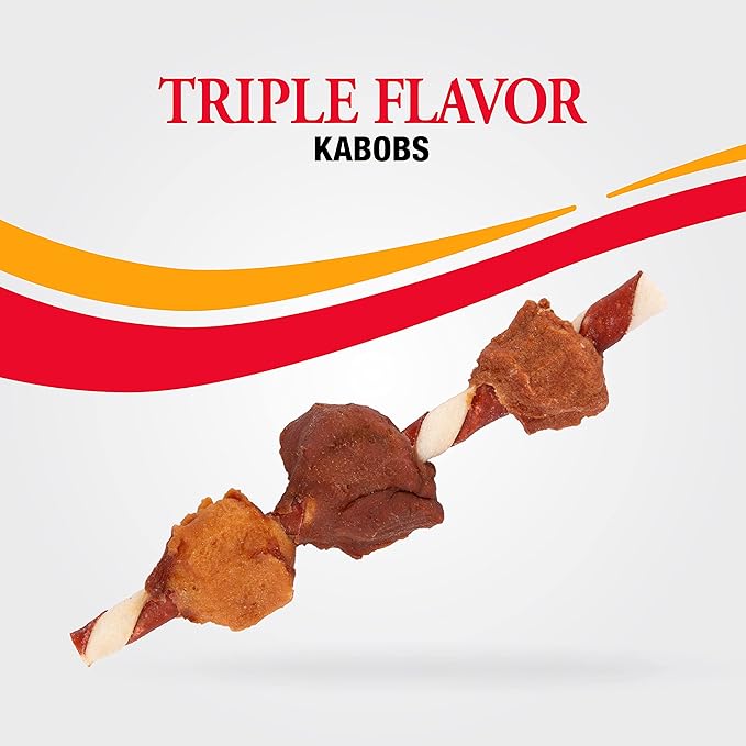 Good'n'Fun Triple Flavored Rawhide Kabobs for Dogs 36 Count (Pack of 12)