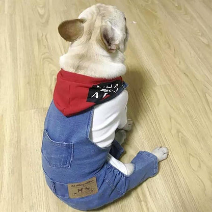 Rbenxia 1 Piece of Dog Denim Shirts Puppy Jean Jacket Sling Jumpsuit Costumes Pet Jean Overalls Dog Pants Outfits for Small Puppy Cat Pets (Blue, Large)