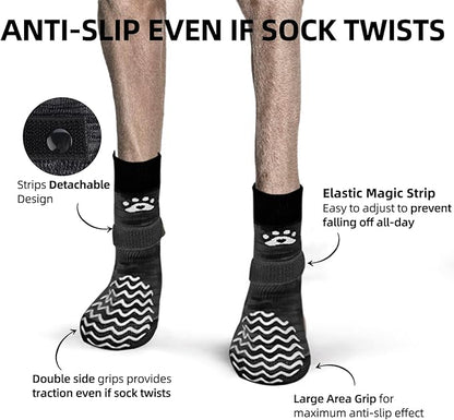 PUPTECK Anti Slip Dog Socks 2 Pairs with Double Grippers for Hardwood Floors