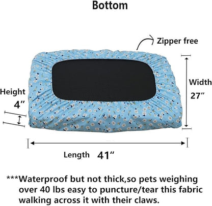 Blue Waterproof Dog Bed Slip Cover 41 x 27 Inch