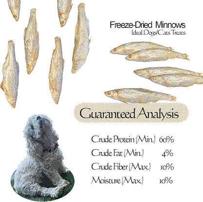 Amzey Minnows - 3.5 oz Freeze Dried - 100% Natural Premium Cat Treats - Minnows Treats - Freeze Dried Minnows for Cats & Dogs - Bulk Package Minnows (1.6 "to 2.8" Length Each)