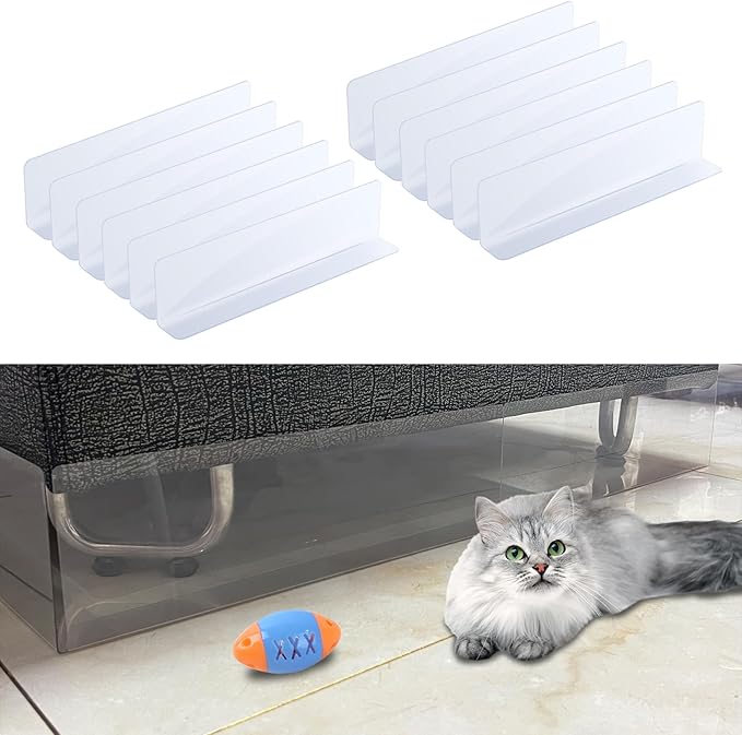 12 Pack Under Couch Blocker for Pets,3.14" High Bed Dogs and Cats Barrier Blockers Acrylic Plastic Adjustable Clear Toy Blocker for Puppy Kitten Couch Sofa Bed and Other Furniture