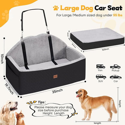 Dog Car Seat for Large Medium Dog 55 lbs 2 Small