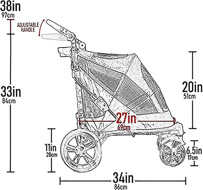 Pet Gear NO-Zip Pet Stroller with Dual Entry 1 Model, 4 Colors