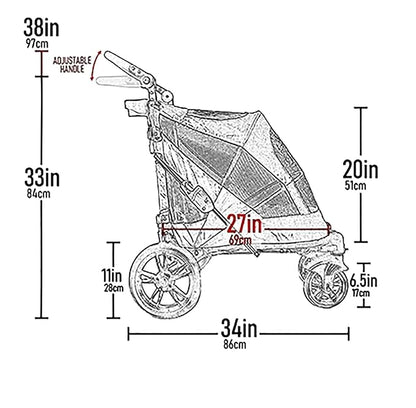 Pet Gear NO-Zip Pet Stroller with Dual Entry 1 Model, 4 Colors