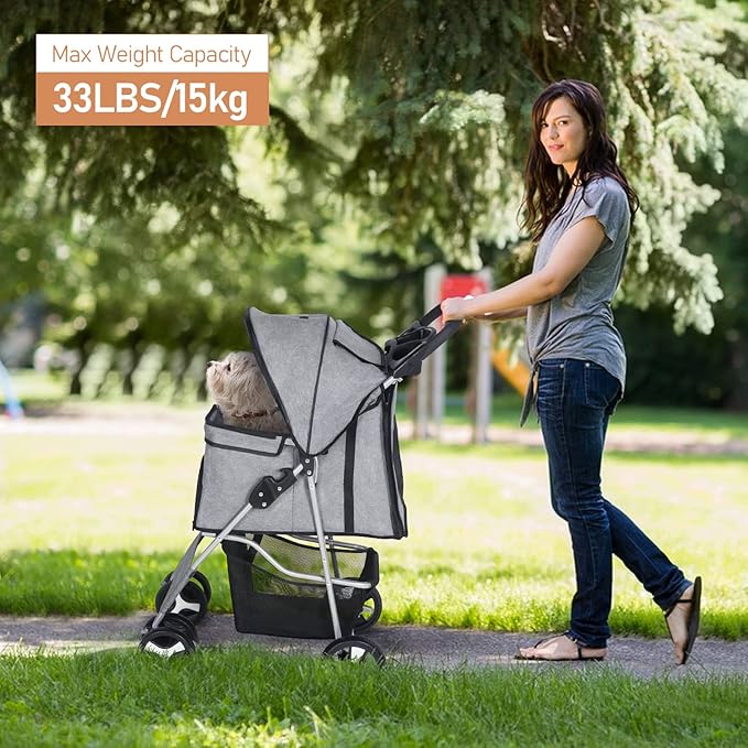 Pet Stroller for Medium Small Dogs Foldable 4 33lbs Capacity