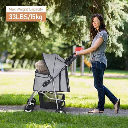 Pet Stroller for Medium Small Dogs Foldable 4 33lbs Capacity