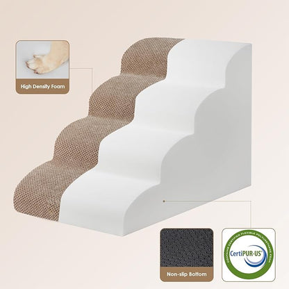EHEYCIGA Curved Dog Stairs for High Beds 19.7" H 4-Step Dog