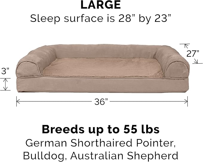 Furhaven Replacement Dog Bed Cover Plush & Suede Sofa-Style