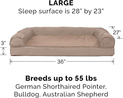Furhaven Memory Foam Dog Bed for Large/Medium Dogs w/ Removable Bolsters & Washable Cover 55 lbs