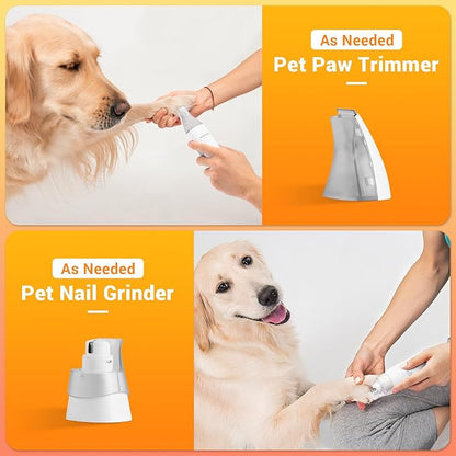 Dog Hair Vacuum with Clipper, Professional Pet Grooming Kit with 2L Dust Cap, Low Noise Animal Vacuum Kit with Grinder, Brush, Trimmer, Deshedding Tools